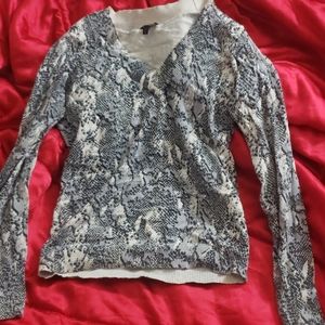 Express Snakeskin V- Neck Sweater